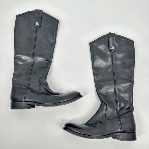 Frye Melissa Button Inside Zip Black Tall Riding Boots Women Size 7 - Picture 3 of 8